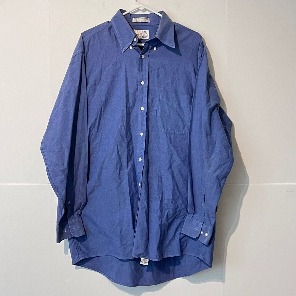 Vintage 70S 80s Enro Mens Shirt Size 17 35-36 Tall 2 Ply Blazer Oxford Combed